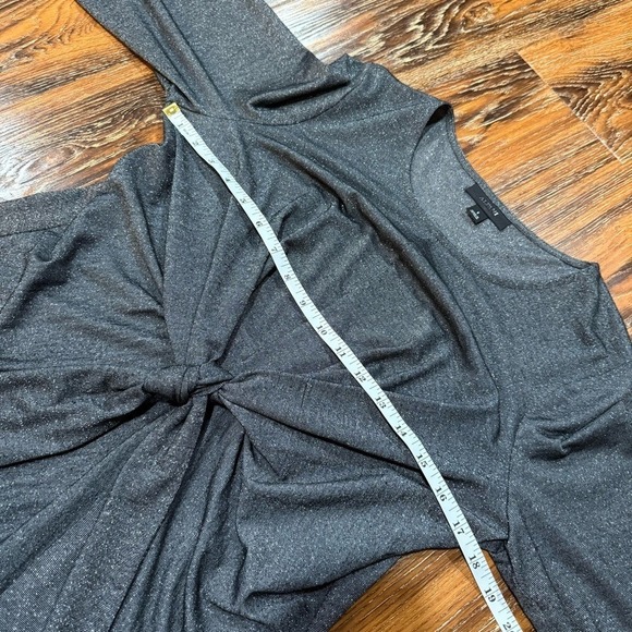 Alfani Dark Gray Sparkle Women's Blouse‎ Front Knot Tie Size S Small - Picture 4 of 7